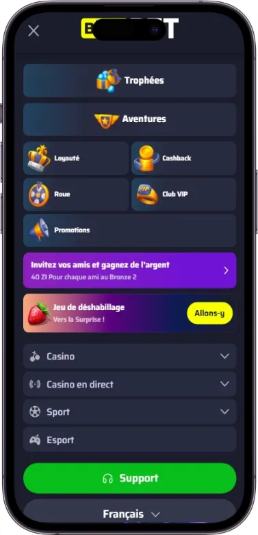 BDMbet Menu
