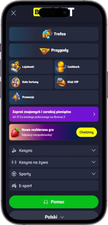 BGMbet Casino menu